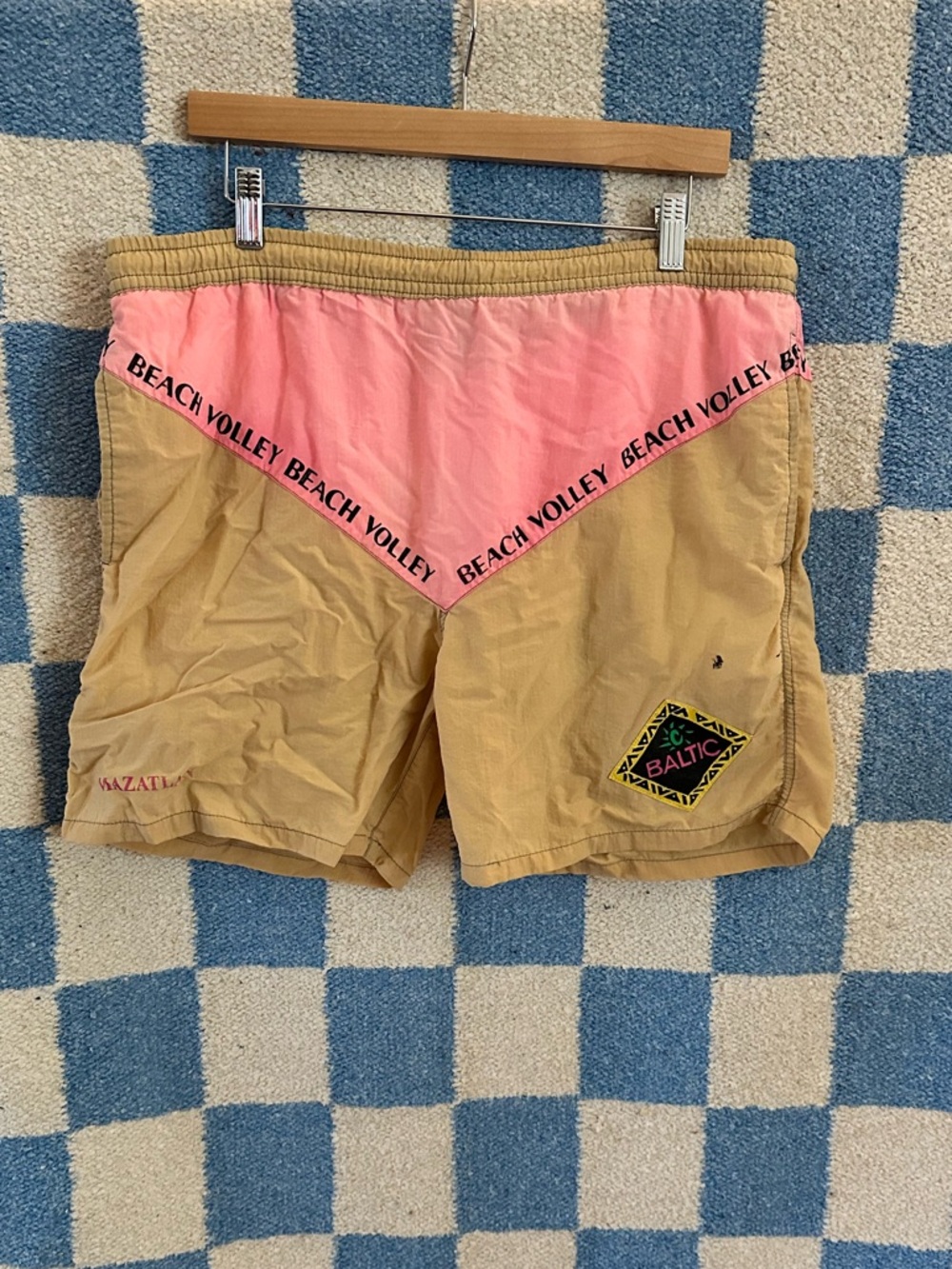 Rare Vintage Pink & Tan Beach Volley Shorts